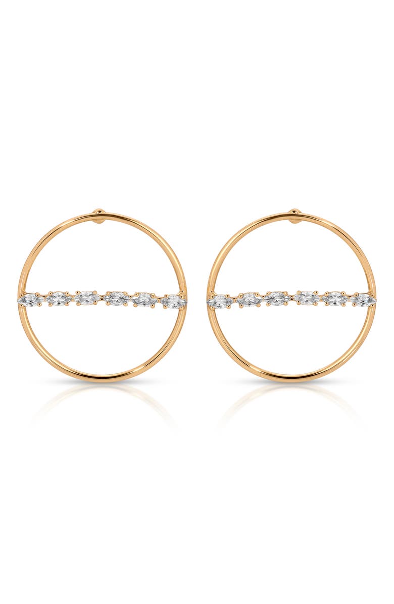 Ettika Dainty Marquise Frontal Hoop Earrings, Main, color, Gold