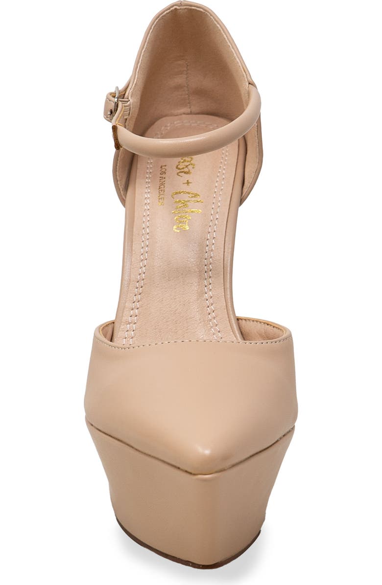 CHASE AND CHLOE Pointy Toe d'Orsay Platform Pump, Alternate, color, Beige