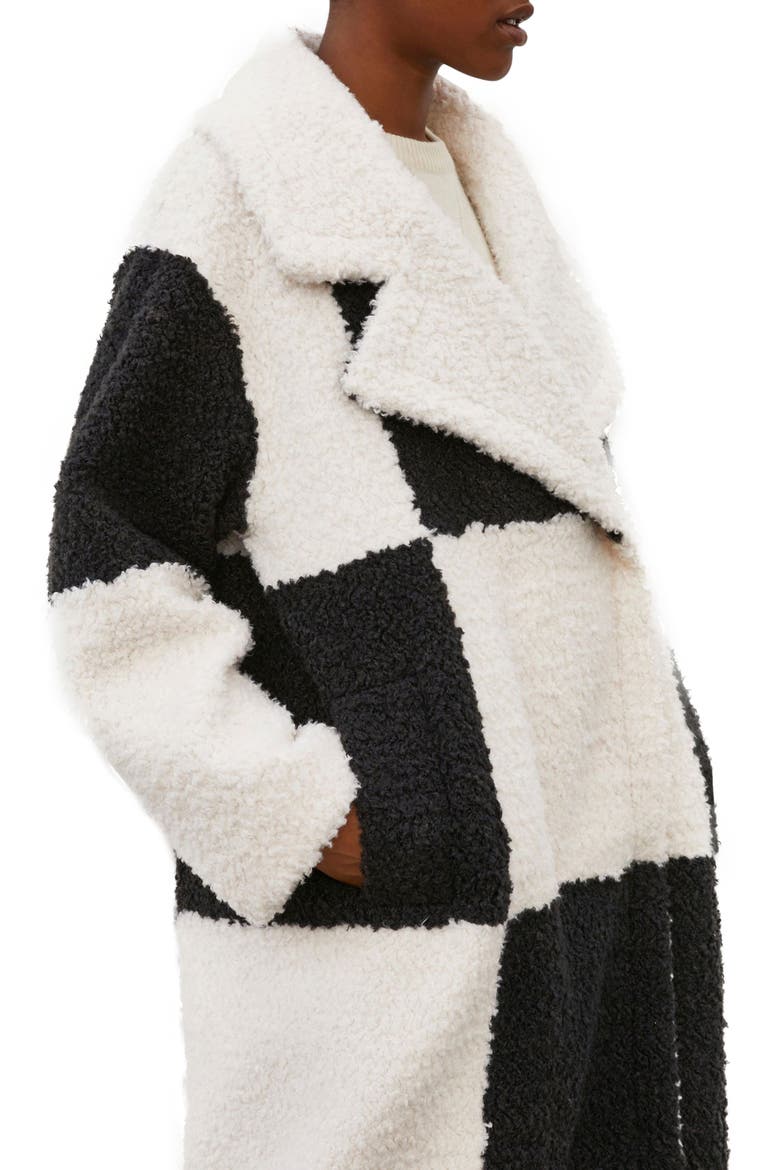 Colorblock Faux Shearling Coat, Alternate, color, CREAM