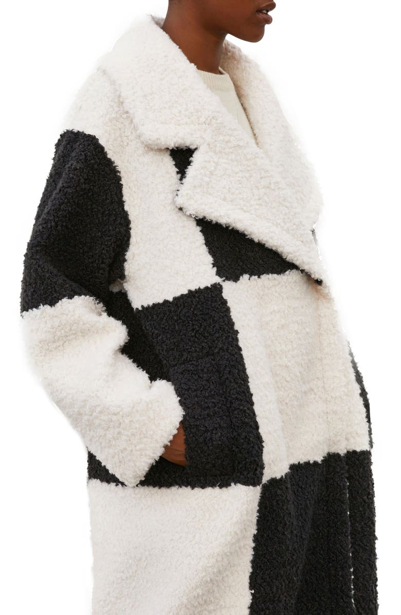 River Island Colorblock Faux Shearling Coat, Alternate, color, 