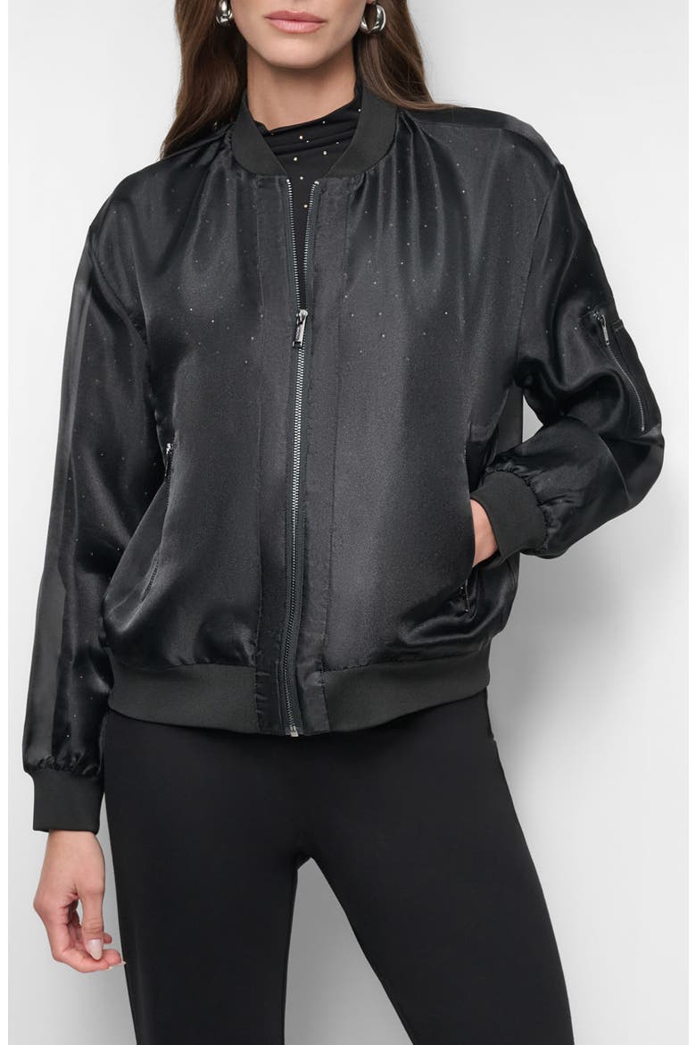 Oversize Organza Bomber Jacket, Main, color, BLACK