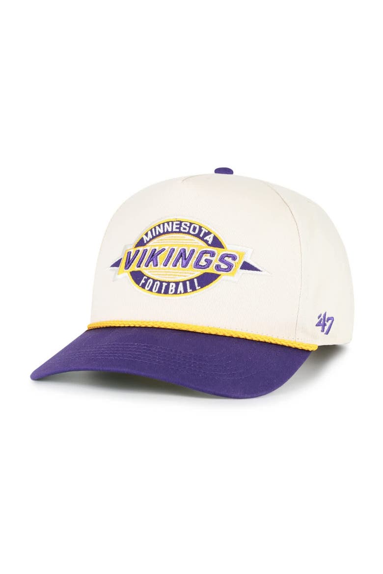 Men's '47  Natural Minnesota Vikings Frame Out Two Tone Hitch Adjustable Hat, Alternate, color, Natural