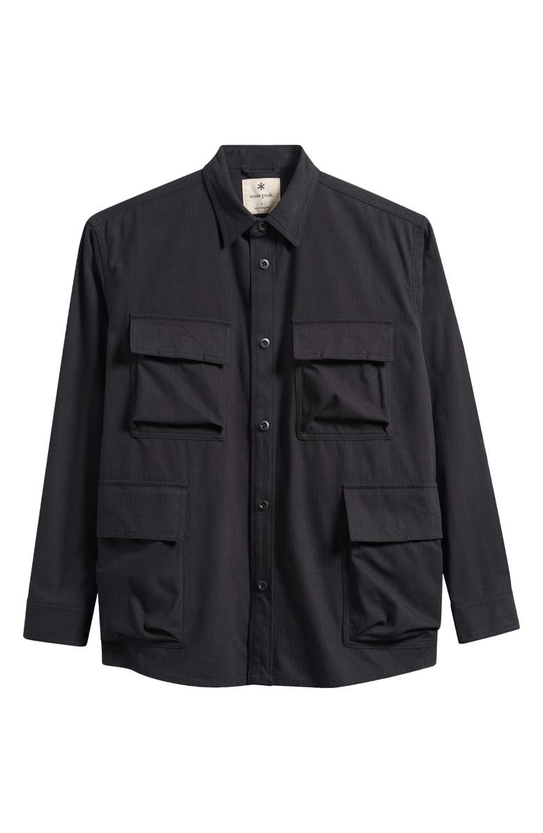 Snow Peak Takibi Herringbone Shirt Jacket, Main, color, Black