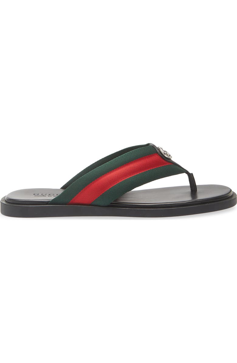 Gucci Maverik Flip Flop, Alternate, color, Green/ Red Mix Color
