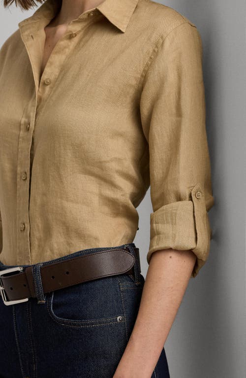 Shop Ralph Lauren Lauren Relaxed Linen Button-up Shirt In Birch Tan