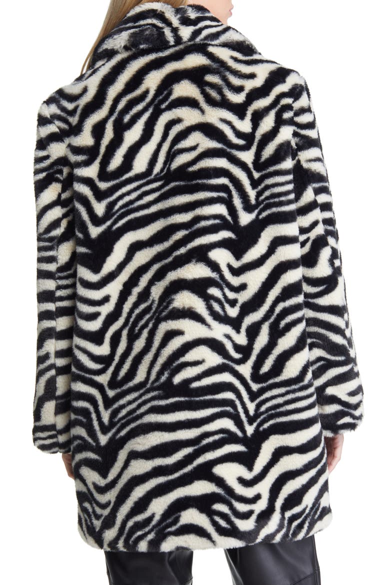 Rome Stripe Faux Fur Jacket, Alternate, color, BLACK
