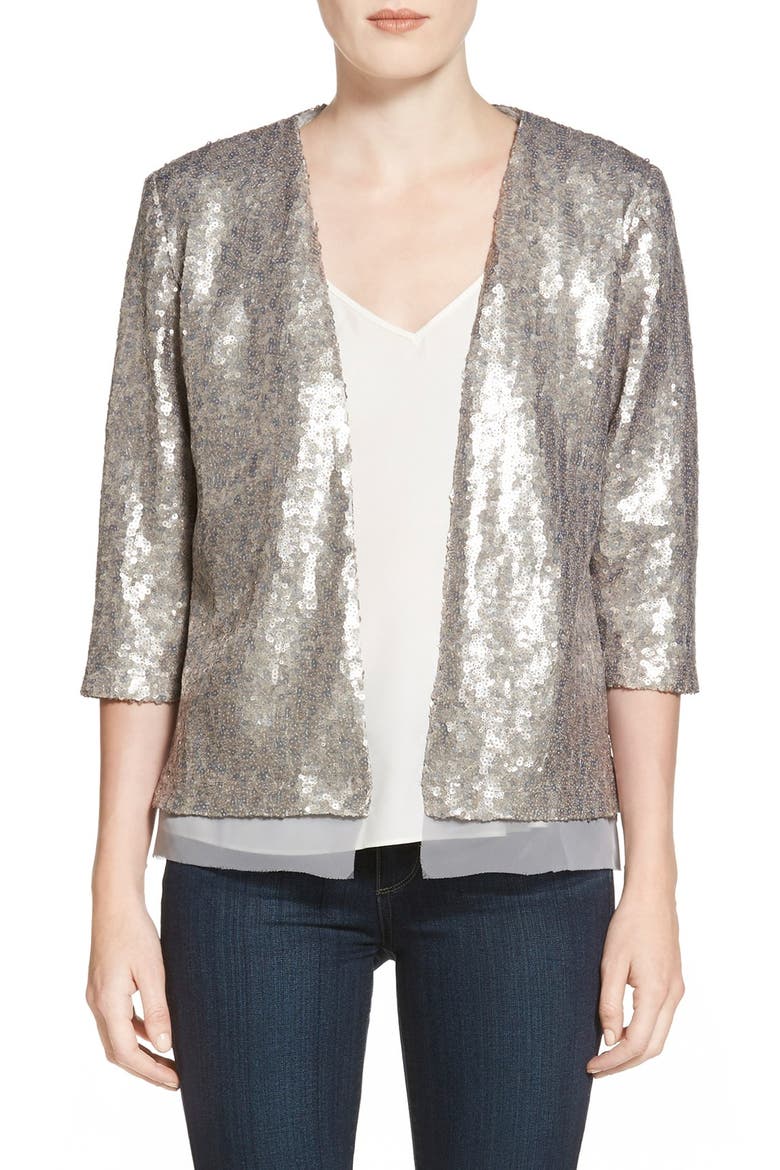Sequin Jacket, Main, color, SILVER