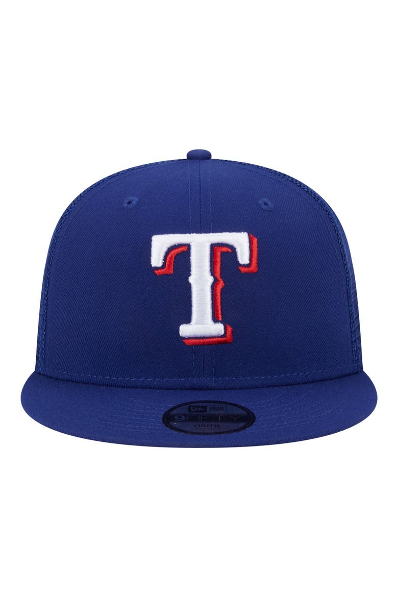 Youth New Era  Royal Texas Rangers 9FIFTY Trucker Snapback Hat, Alternate, color, Royal
