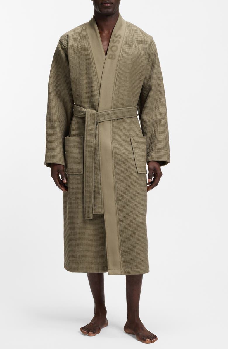 BOSS Waffle Cotton Blend Robe, Main, color, 