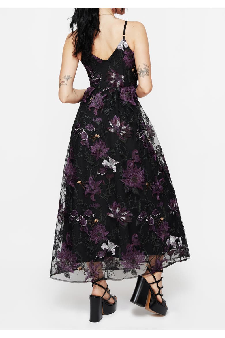 Estrid Embroidered Mesh Maxi Dress, Alternate, color, Purple
