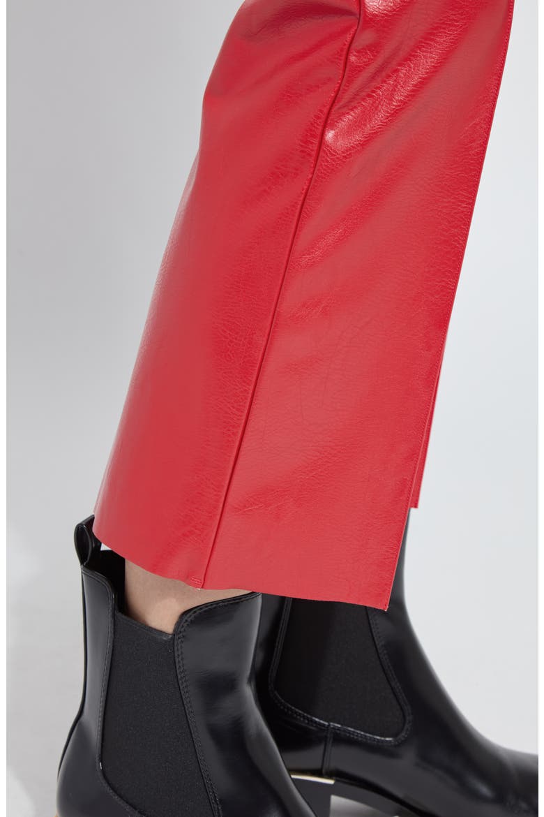 'Lyssentials Elysse Faux Leather Ankle Bootcut Pants, Alternate, color, EXTRA ORDINARY RED