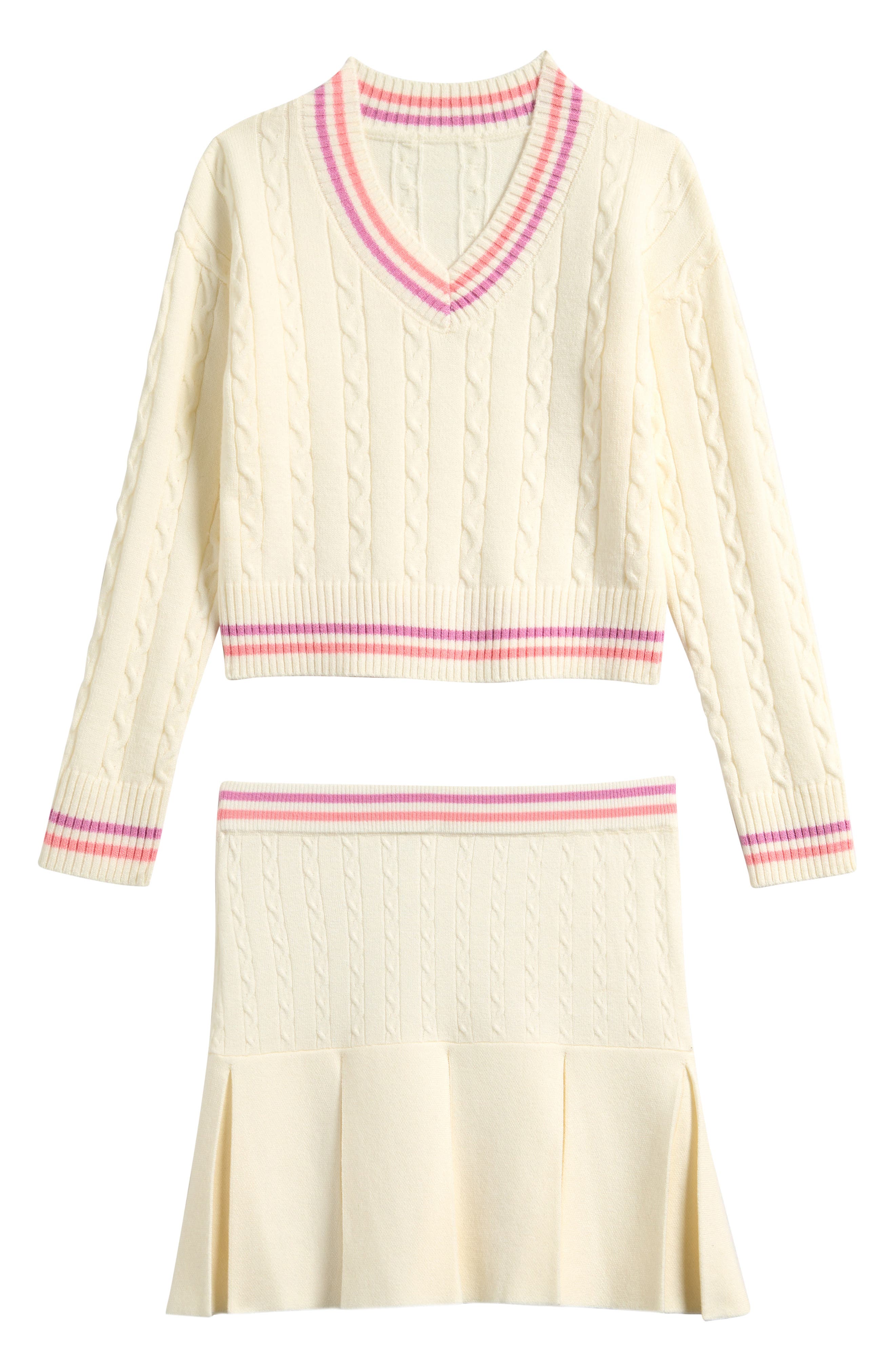 Kids' Cable Stitch Sweater & Skirt Set