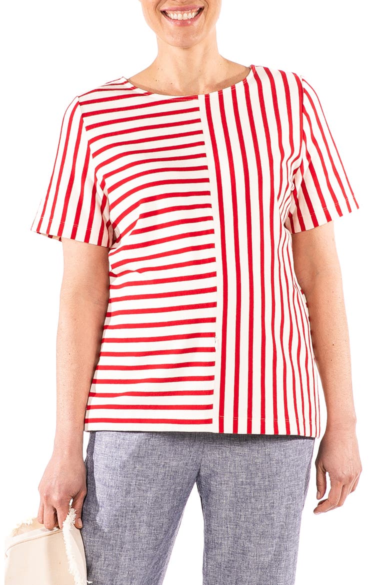 Ginger Stripe Maternity/Nursing Shirt, Main, color, RED/ CREAM STRIPES