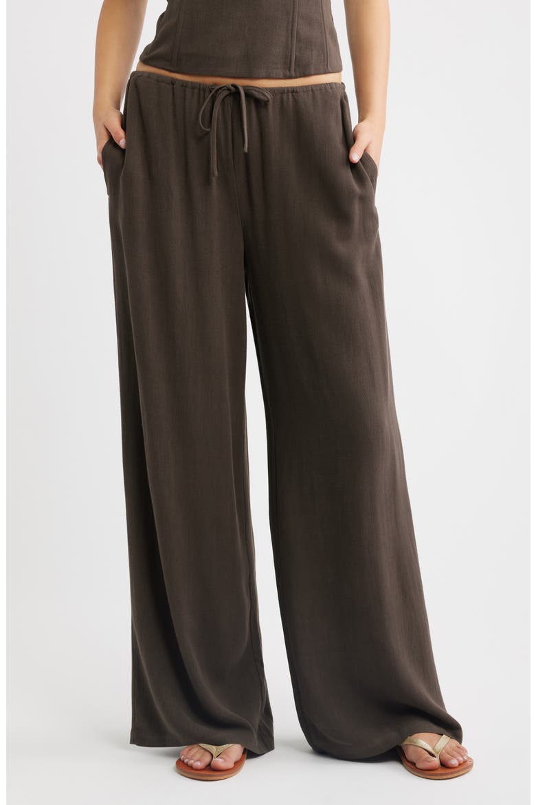 Milla Tie Waist Wide Leg Pants, Main, color, BROWN