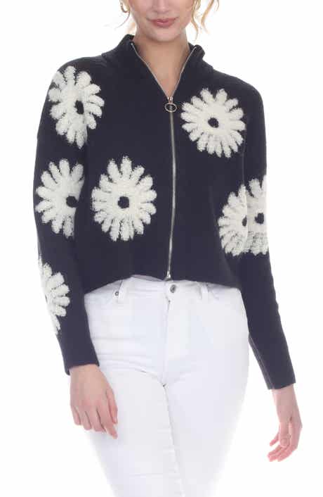 RAIN AND ROSE Flower Pop Zip Cardigan