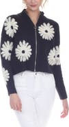 RAIN AND ROSE Flower Pop Zip Cardigan
