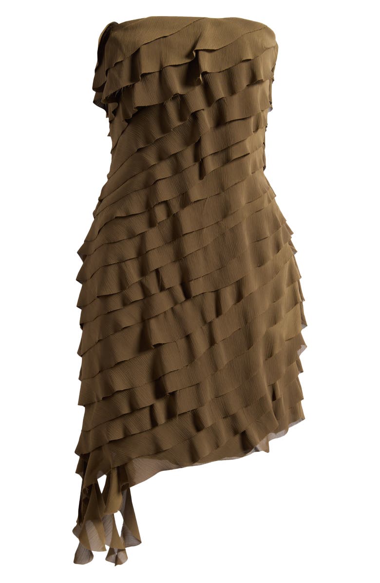 Mistress Rocks Ruffle Strapless Minidress, Alternate, color, Olive