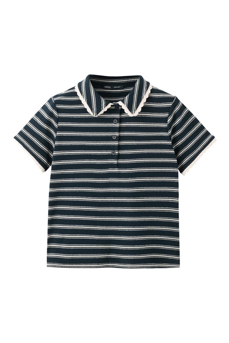 Stripe Scallop Collar Polo, Alternate, color, NAVY
