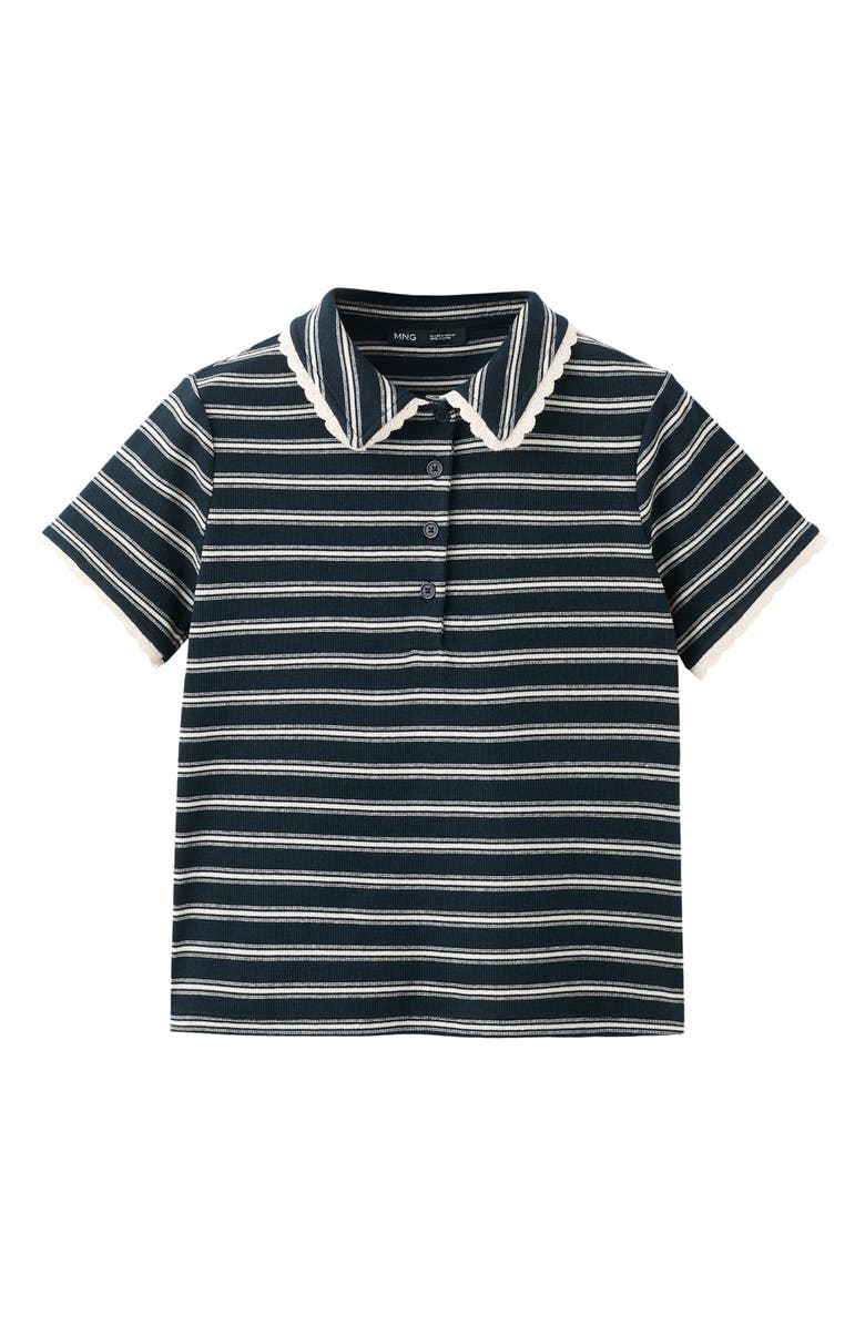 MANGO Stripe Scallop Collar Polo, Alternate, color, 