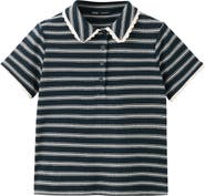 MANGO Stripe Scallop Collar Polo