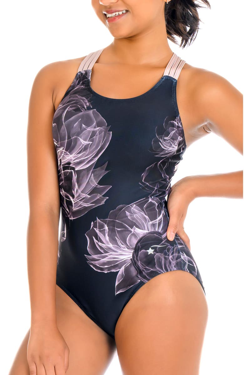Destira Midnight Bloom Leotard, Main, color, Midnight Bloom