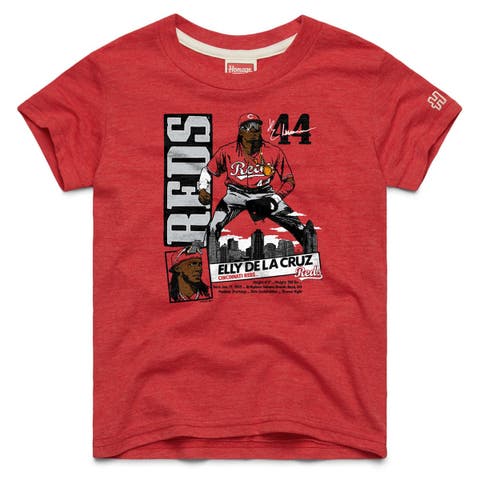 Youth Homage Elly De La Cruz Red Cincinnati Reds Player Graphic Tri-Blend T-Shirt