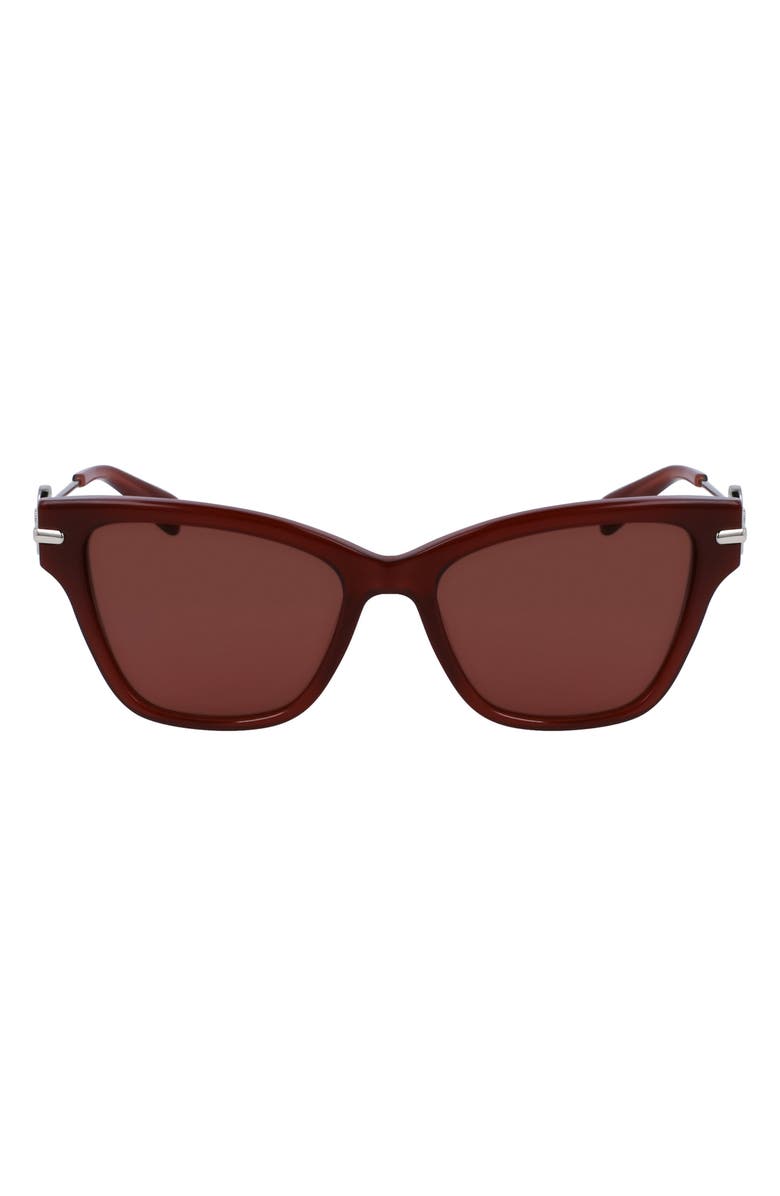Longchamp Medallion 52mm Modified Rectangular Sunglasses, Main, color, Brown