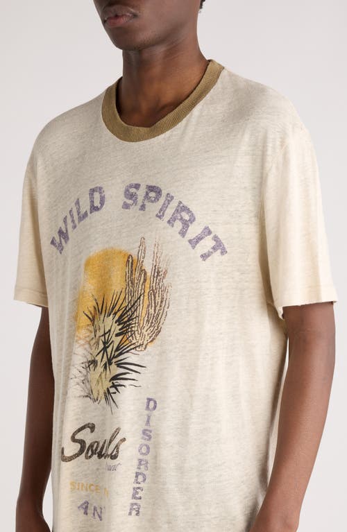 Shop Isabel Marant Honore Linen Graphic T-shirt In Ecru/sand