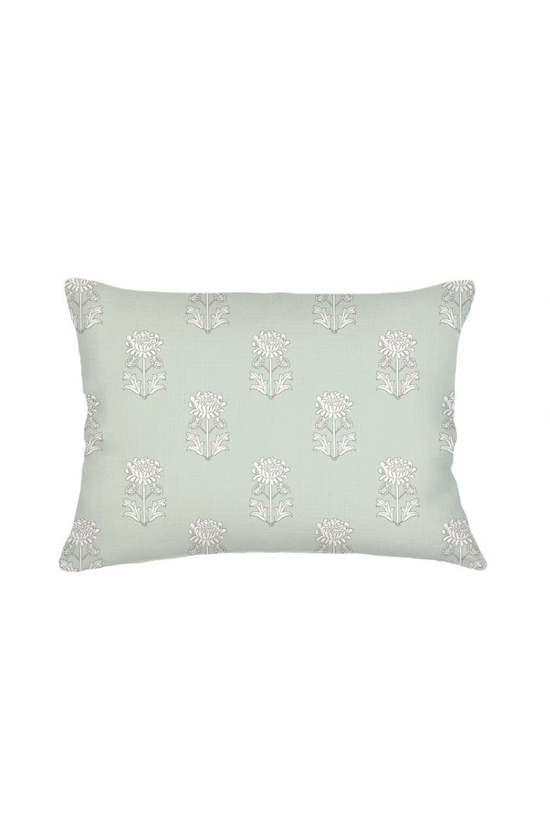 Block Print Linen Pillow with Down Insert, Alternate, color, Mint Green