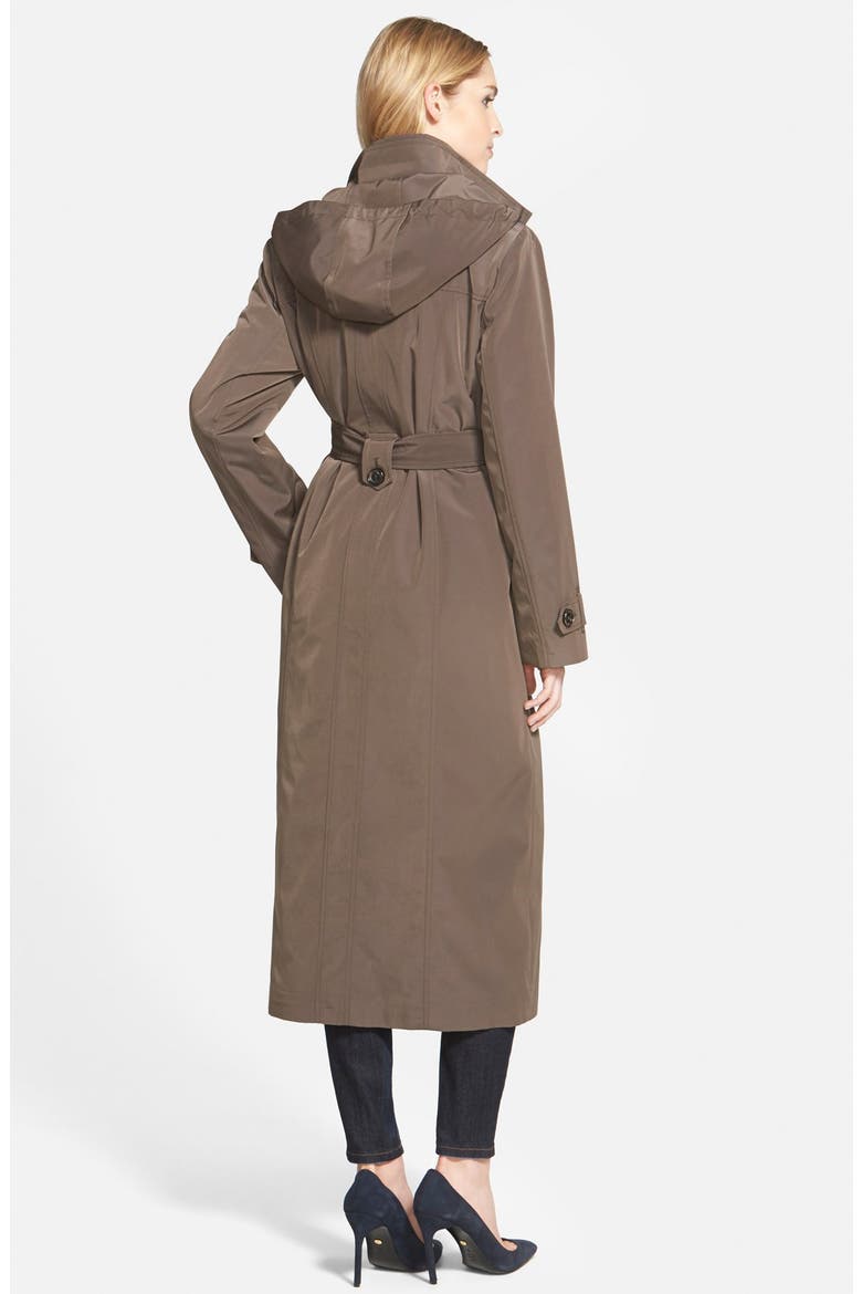 Long Single Breasted Trench Coat with Inset Bib, Alternate, color, DARK TRUFFLE