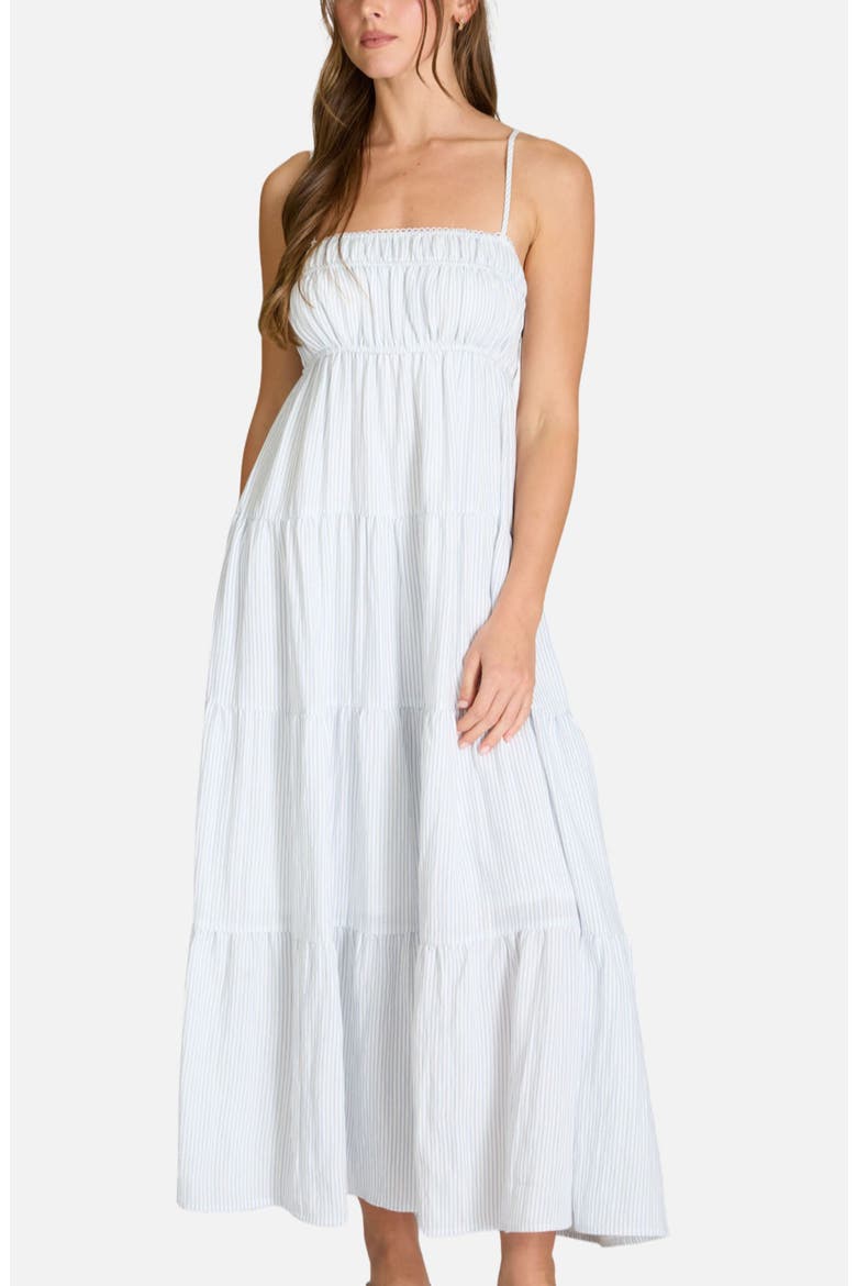 Stripe Tiered Midi Sundress, Alternate, color, DENIM