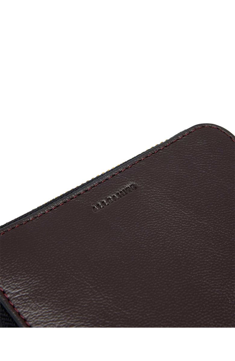 AllSaints Lena Hex Leather Zip Wallet, Alternate, color, Burnt Umber Red