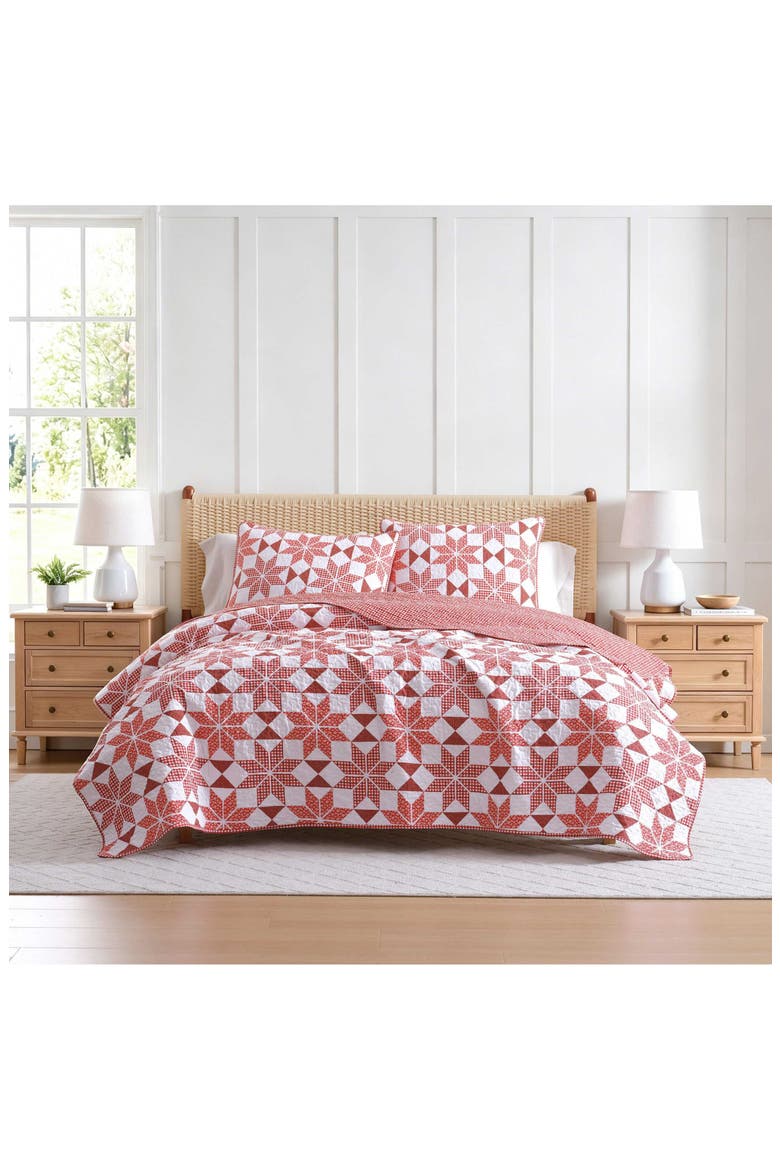 Winter Star Plaid Quilt Set, Alternate, color, WHITE/ CARDINAL RED/ BEIGE