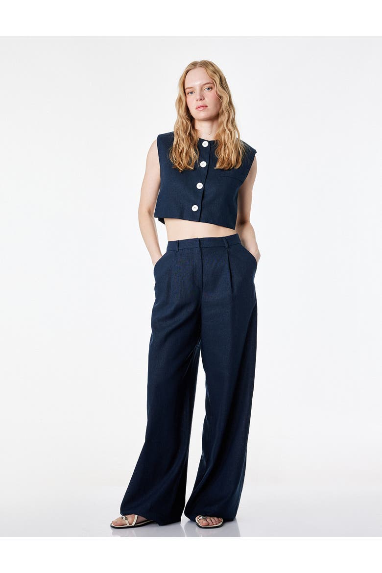 Mid-Rise Wide Leg Trousers, Main, color, NAVY BLUE