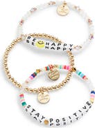 Little Words Project Be Happy/Stay Positive Set of 3 Stretch Bracelets