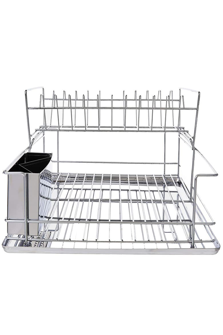 15.5 Inch Stainless Iron Shelf Dish Rack, Alternate, color, Silver