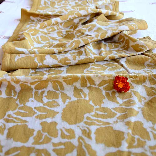 Ichcha Mustard Cotton Table Runner In Yellow