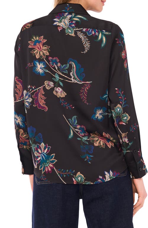 Vince Camuto Satin Long Sleeve Button-up Shirt In Multi