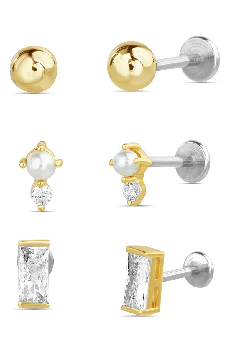 Paige Harper Set of 3 Stud Earrings, Main, color, 