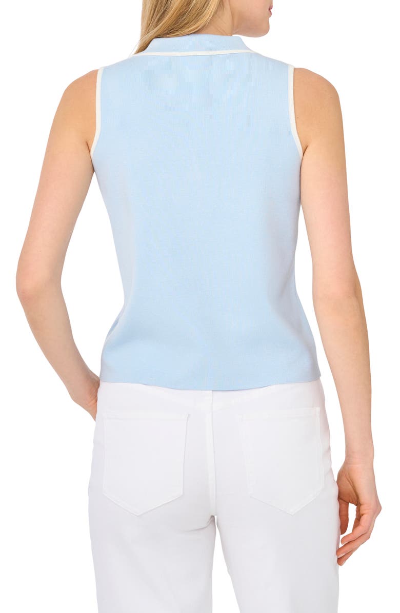 Ted Baker Piped Sleeveless Polo, Alternate, color, Dusty Sky Blue