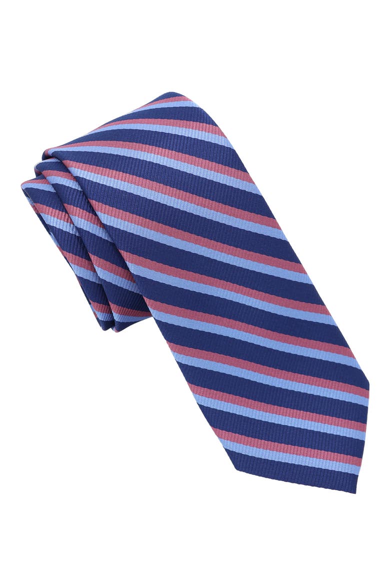 Diagonal Stripe Tie, Main, color, NAVY BERRY
