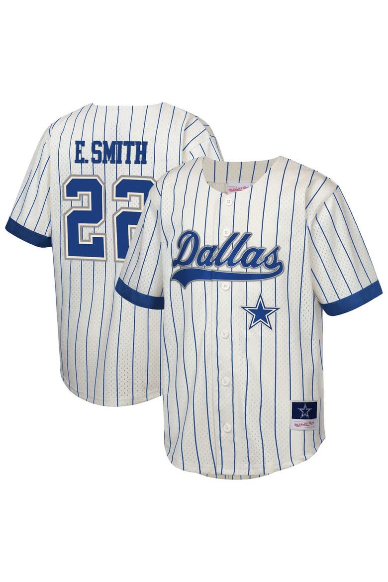 Youth Mitchell & Ness Emmitt Smith Cream Dallas Cowboys Retired Player Name & Number Baseball Jersey, Main, color, Cream