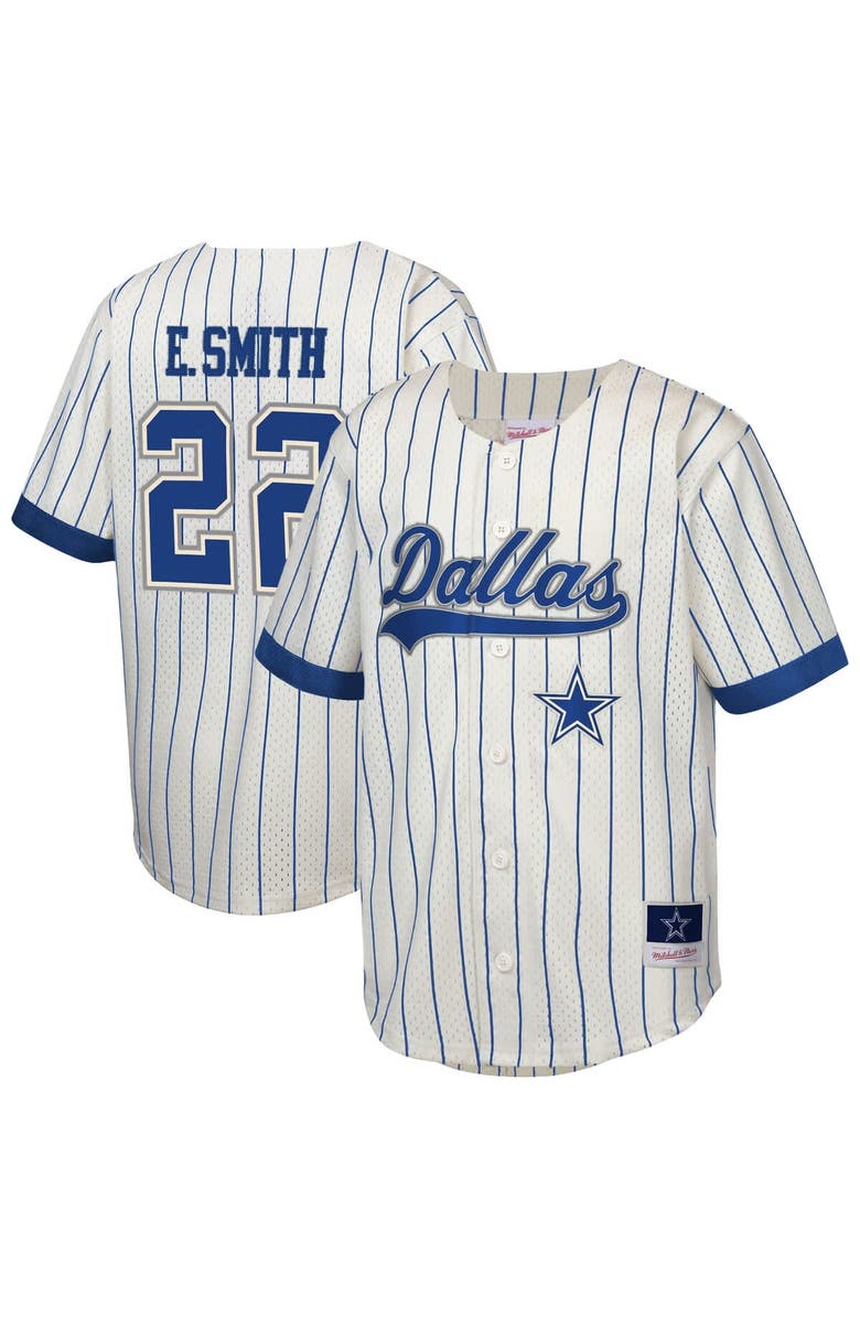 Mitchell & Ness Youth Mitchell & Ness Emmitt Smith Cream Dallas Cowboys Retired Player Name & Number Baseball Jersey, Main, color, Cream