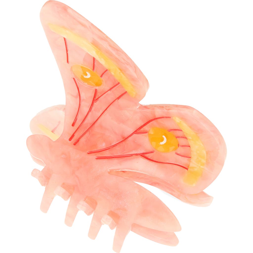 Solar Eclipse Emperor Silk Butterfly Hair Clip In Pink