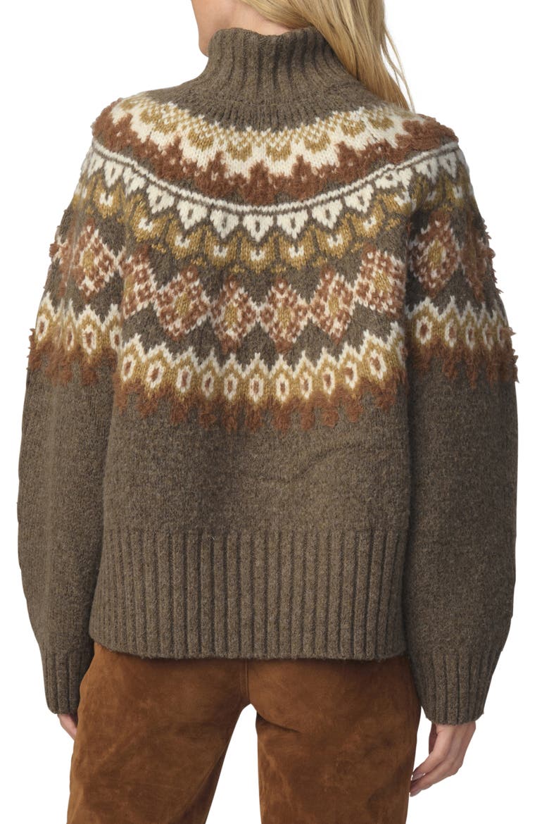 The Elva Fair Isle Mock Neck Sweater, Alternate, color, OLIVE/ CHESTNUT MUL