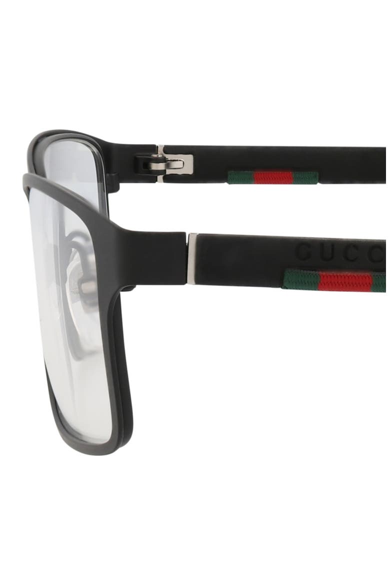 52mm Rectangular Optical Glasses, Alternate, color, BLACK BLACK TRANSPARENT