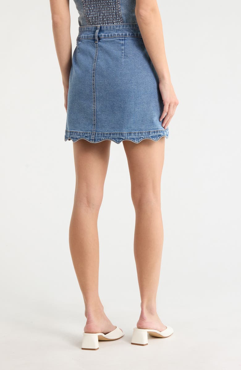 Vigoss Scalloped A-Line Miniskirt, Alternate, color, Light Wash