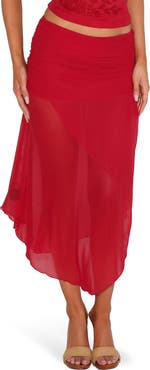 Tiger Mist Mariana Asymmetric Hem Mesh Skirt