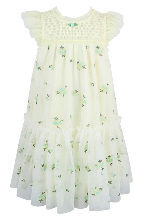 Kids' Embroidered Flutter Sleeve Mesh Party Dress (Toddler, Little Kid & Big Kid)