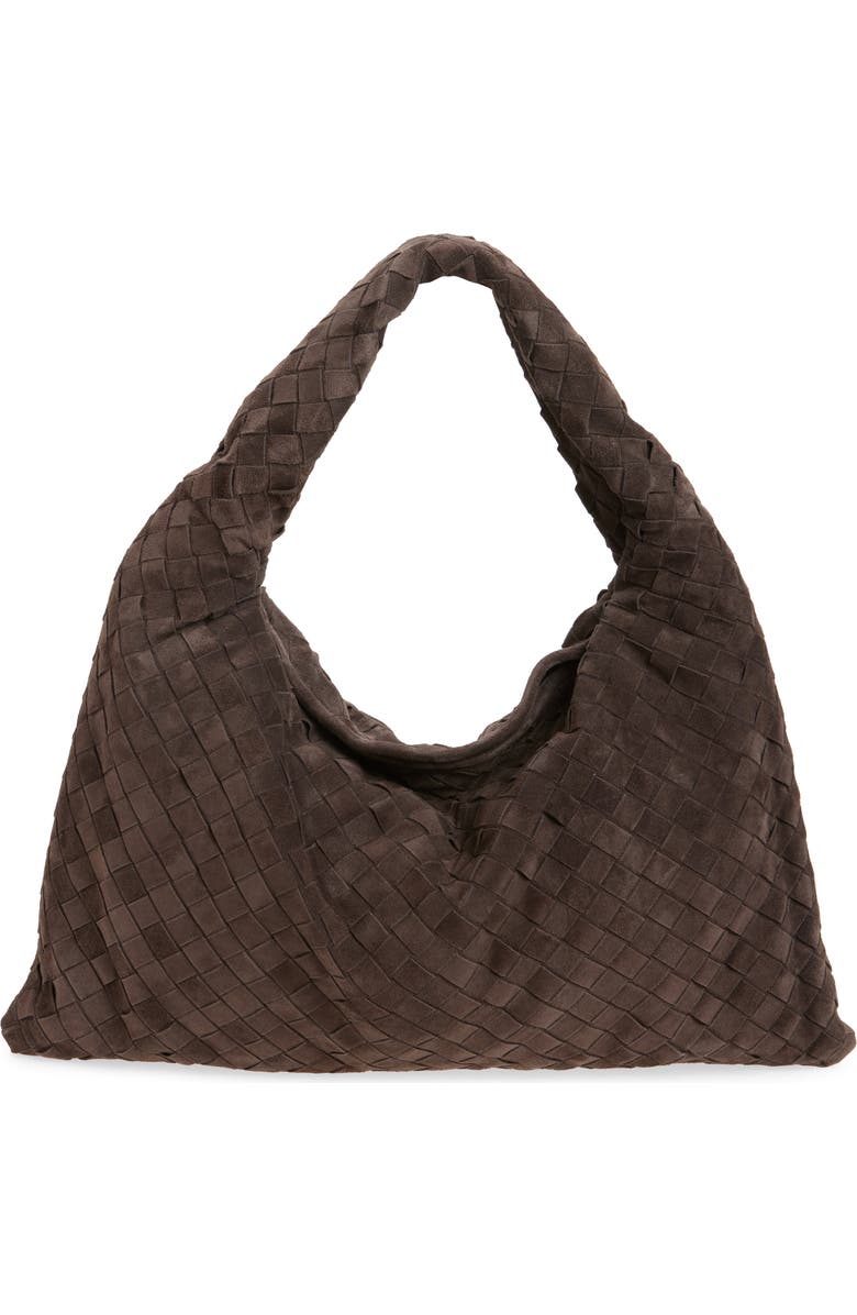 Bottega Veneta Large Hop Intrecciato Suede Hobo Bag, Main, color, 2190 Fondant-M Brass